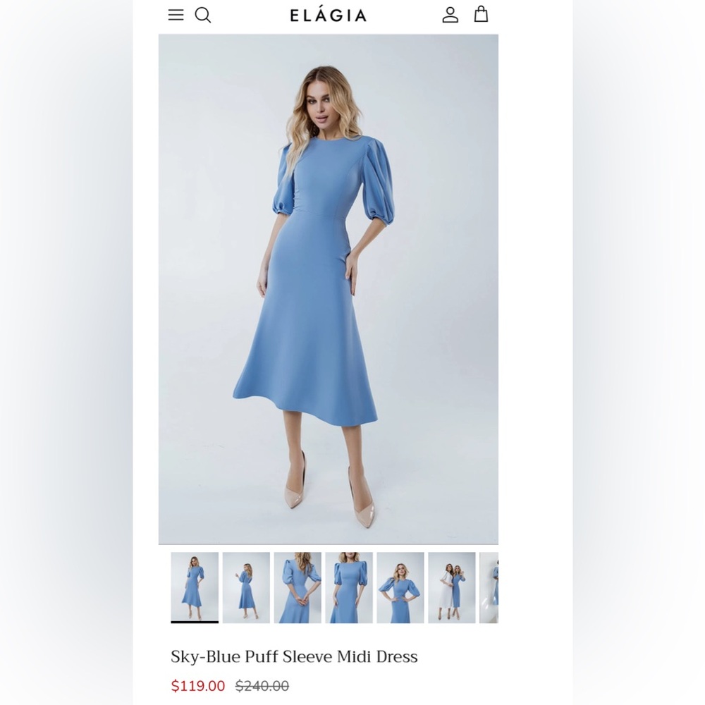 Elegant Blue Midi Dress